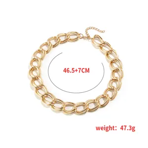 Collana con catena d'oro spessa da donna, choker in metallo stile punk con catena di estensione.