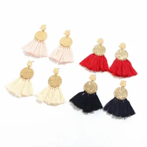 Boho long tassel earrings for women, retro statement fringe drop earrings in multi colors.