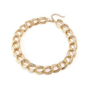 Collana girocollo a maglia grossa color oro stile punk per donne, gioiello alla moda.