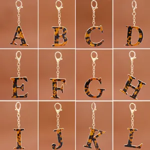 Schildpatt Acetat Buchstaben Schlüsselanhänger stilvoller Legierung Brief Taschenanhänger