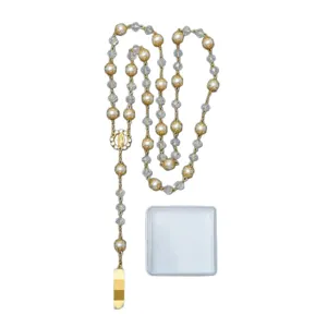 10mm europese amerikaanse goud zilver glas imitatie parel rozenkrans ketting doop