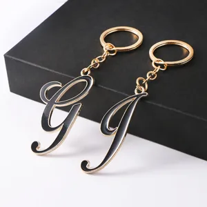Exquisiter Metall Tropföl Buchstabe Schlüsselanhänger G J minimalistische Tasche Zubehör Geschenk