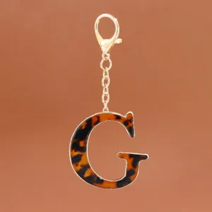 Schildpatt Acetat Buchstabe G Schlüsselanhänger Anhänger goldfarben Metall Ring Accessoire.