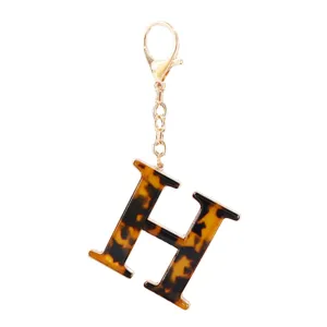 Schluesselanhaenger Buchstabe H Schildpatt Optik Gold Metall Taschenanhaenger Schluesselring