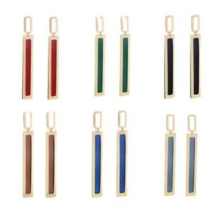 European Geometric Long Double-Layer Hollow Earrings Gold Alloy Metal Drop Earrings For Women Minimalist Fashion Jewelry
