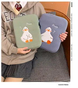 Cute cartoon duck embroidered tablet sleeve, shockproof protective case for iPad, fashion design.
