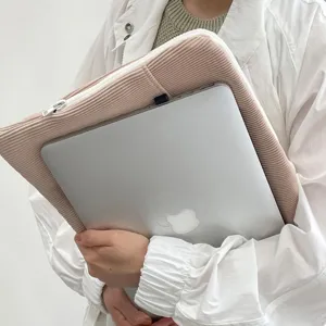 Korean style pleated laptop sleeve pink protective bag for 11 inch tablet and notebook.