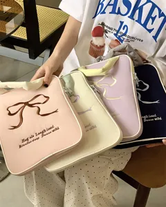 Niedliche bestickte Schleife Laptop Hülle Tasche für 11 13 15 Zoll Tablet iPad tragbare Tasche