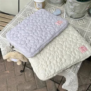 Quilted floral laptop sleeve aesthetic tablet storage bag 13 inch cute inner case portable