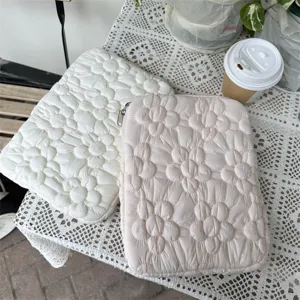 Quilted floral laptop sleeve puffy tablet case aesthetic notebook organizer inner bag.