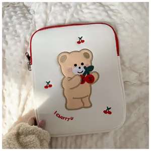Süße Kirschbär Stickerei Laptop Hülle 11 13 Zoll Tablet Innentasche Schutztasche.