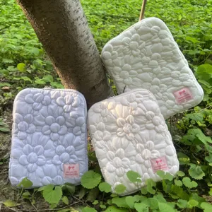Korean quilted bubble cotton flower laptop sleeve tablet storage bag aesthetic protective case