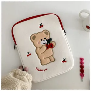 Suesse Stickerei Baer Kirsche Laptop Huell 11 13 Zoll Tablet Tasche Organizer Aesthetik