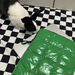Custodia trapuntata verde per laptop, borsa morbida e imbottita per computer da 13 15 pollici.