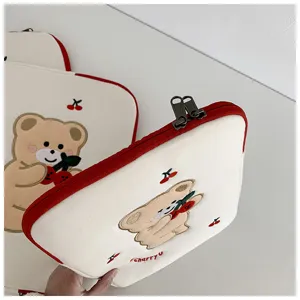 Süße Kirsch Bär Laptop Tasche 13 Zoll Leinwand Ärmel Ästhetische Tablet Schutzhülle