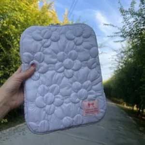 Quilted floral tablet sleeve aesthetic cute laptop storage bag 11 13 15 inch