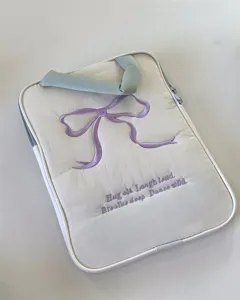 Koreanischer Stil süße bestickte Schleife iPad Tablet Laptop Aufbewahrungstasche Hülle