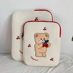 Süße Kirsche Bär Stickerei Laptop Hülle 11 13 Zoll Tablet Tasche Mode süß Etui Stil