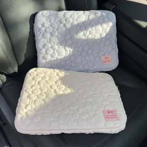 Quilted floral laptop sleeve puffy tablet bag aesthetic cute computer pouch organizer 13 inch