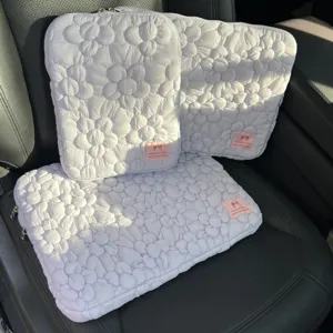 Quilted floral laptop sleeve aesthetic tablet storage bag cute padded notebook pouch case