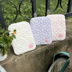 Korean Aesthetic Quilted Flower Laptop Sleeve Pouch 11 13 15 Inch Tablet Inner Bag Main View