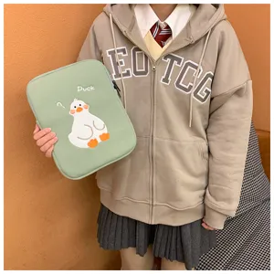 Cute duck embroidery tablet sleeve for iPad, soft anti-drop protective case for daily use.