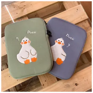 Cute cartoon duck embroidered tablet sleeve case for ipad pro air cross-border portable bag.