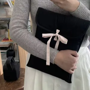 Koreanische Ins Blogger Stil Ballett Rosa Schleife Gesteppt Laptop Tasche Tragbare Ipad