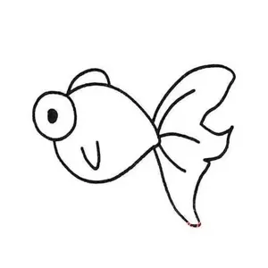 Detailansicht der minimalistischen Goldfisch-Strichzeichnung, saubere Kontur auf weiß.