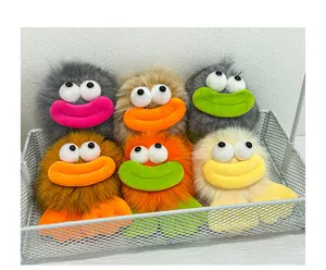 Lindo divertido boca grande peluche rana muñeca llavero colgante de bolsa esponjosa