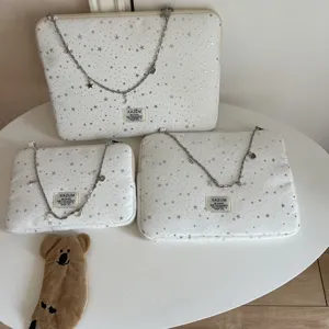 KAZUM Korean style ballet core silver star chain laptop bag and iPad storage sleeve set.