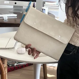 Ästhetische gesteppte Herz Tablet Hülle 11 13 Zoll süße rosa Laptop Schutzhülle Tasche