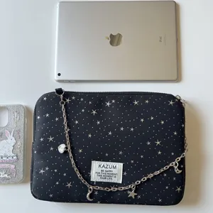 KAZUM Korean INS style star chain black laptop bag iPad sleeve aesthetic storage case