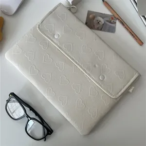 Koreanischer Stil gesteppte Herz Tablet Hülle, weiche Schutztasche für 11 und 13 Zoll Laptop.