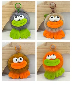 Llavero de rana de peluche bonito colgante bola mullida para bolso regalo divertido.