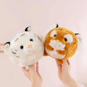 Cute round tiger plush crossbody bag soft stuffed animal toy cute purse for kids girls