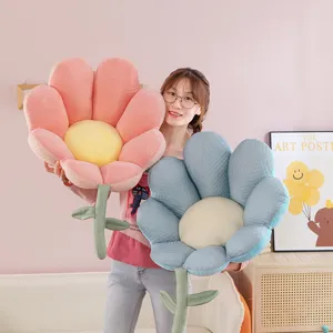 Cute floral floor cushion plush pillow large daisy flower seat cushion for home decor room.