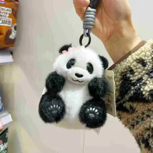Süßer Panda Plüsch Anhänger Schlüsselanhänger flauschiges Tier Taschenaccessoire Geschenk