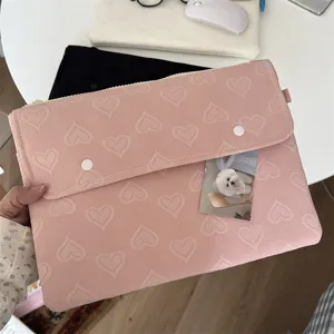 Rosa herzversteppte Tablet-Hülle iPad Schutzhülle niedliche ästhetische Laptop-Aufbewahrungstasche