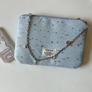 KAZUM aesthetic star pattern laptop sleeve with chain strap detail, tablet storage bag.