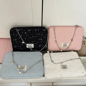 KAZUM Korean style star pattern laptop sleeve bag with chain and charms for iPad notebook.