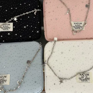 KAZUM Korean style star pattern laptop bag with chain strap, cute padded sleeve for iPad.