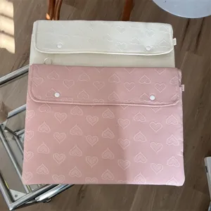 Süße gesteppte Herz Laptop Hülle weich rosa Tablet Tasche 11 13 Zoll Notebook Aufbewahrung