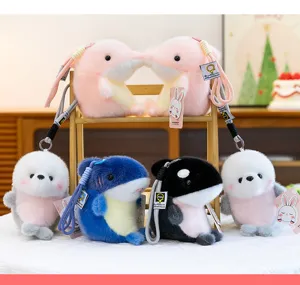 Cute marine series plush pendant killer whale shark keychain stuffed doll gift for you