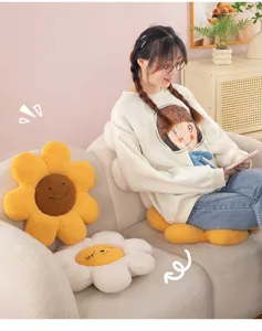 Cute sunflower plush cushion soft flower floor pillow cozy seat pad for home decor comfortable