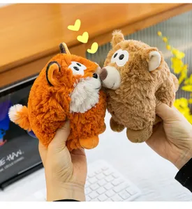 Cute cartoon jungle bean bag animal plush toys, chubby little fox and bear dolls for gift.