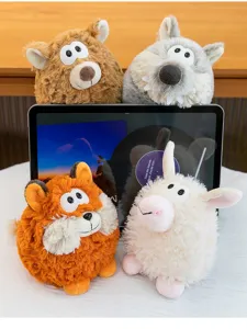 Cute cartoon jungle beanbag animal plush toys set, chubby fox and sheep dolls for gift.