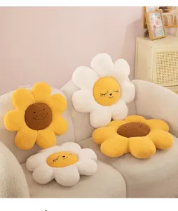 Cute flower plush cushion sunflower soft floor pillow cozy home decor cute seat pad 1pc