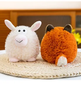 Cute cartoon jungle bean bag plush toys, chubby little fox and sheep dolls for girlfriend