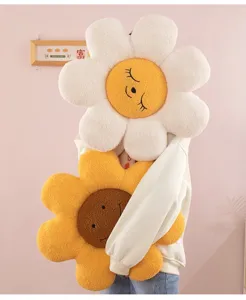 Plush flower cushion sunflower pillow cute floor seating pad thick soft stuffed toy detail